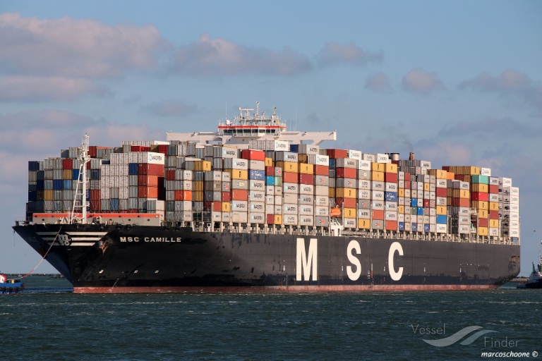 Container ship used for international ocean freight